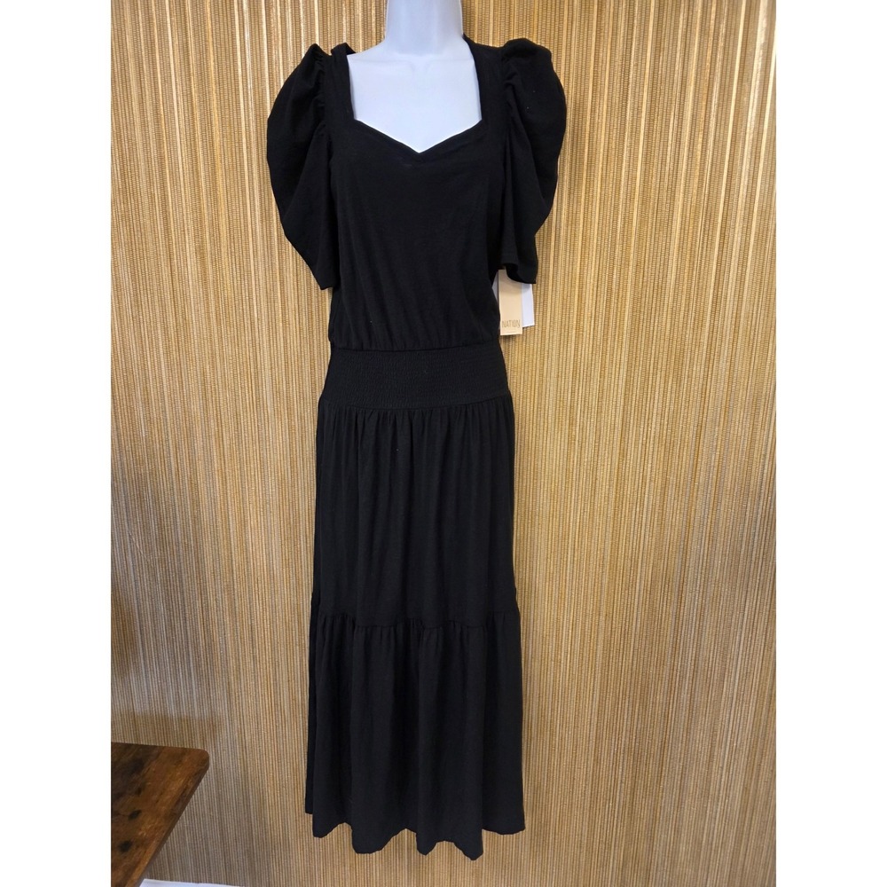 Nation LTD Thea Maxi Dress NWT Black Women's Sz S Pima Cotton Sweetheart